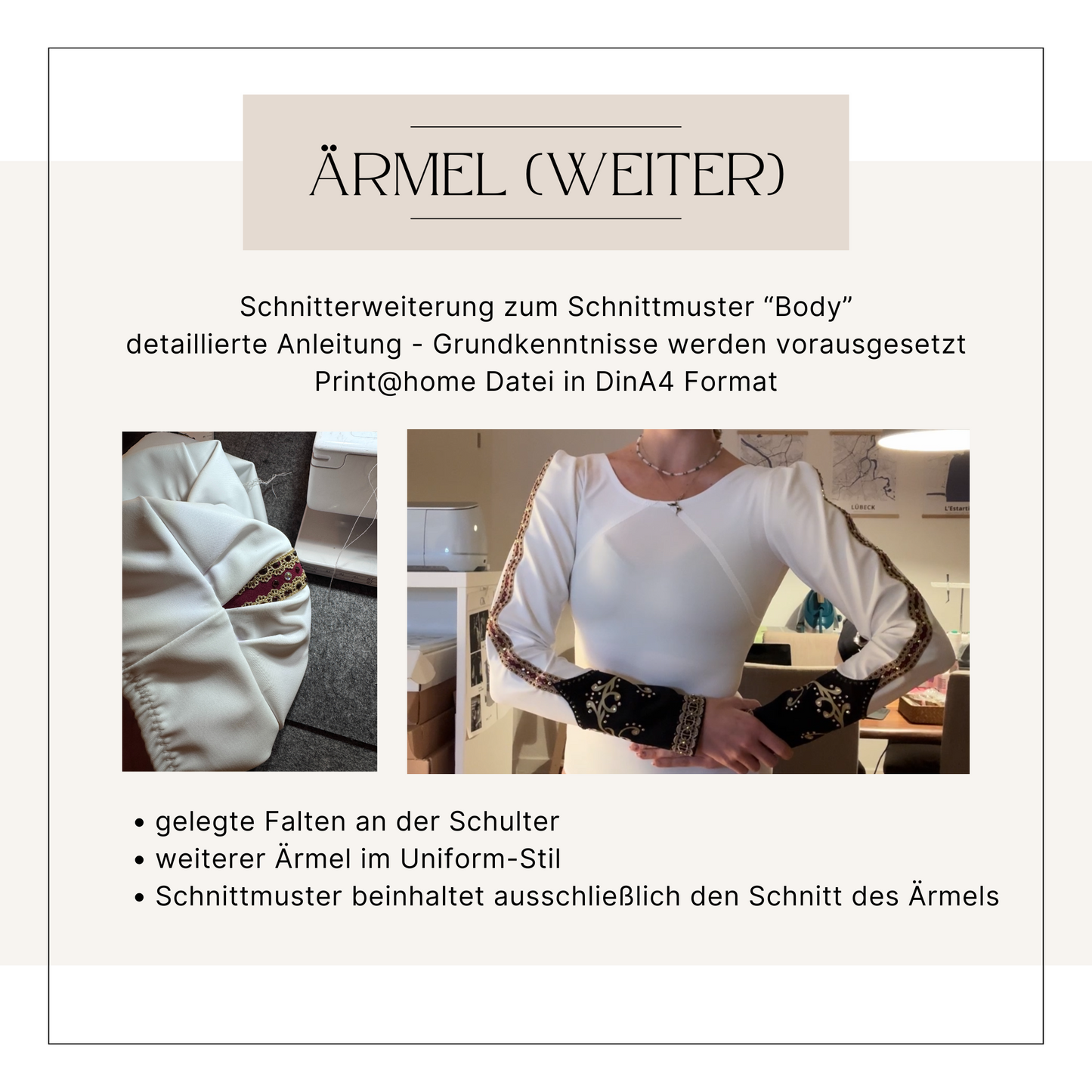 Schnitterweiterung Ärmel (Damen Gr.34/36/38/40)