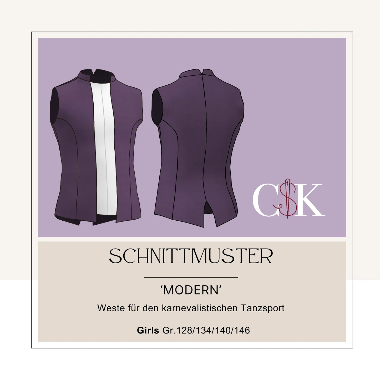 Weste 'Modern' für den karnevalistischen Tanzsport (Girls Gr.128/134/140/146) - CSK Designs