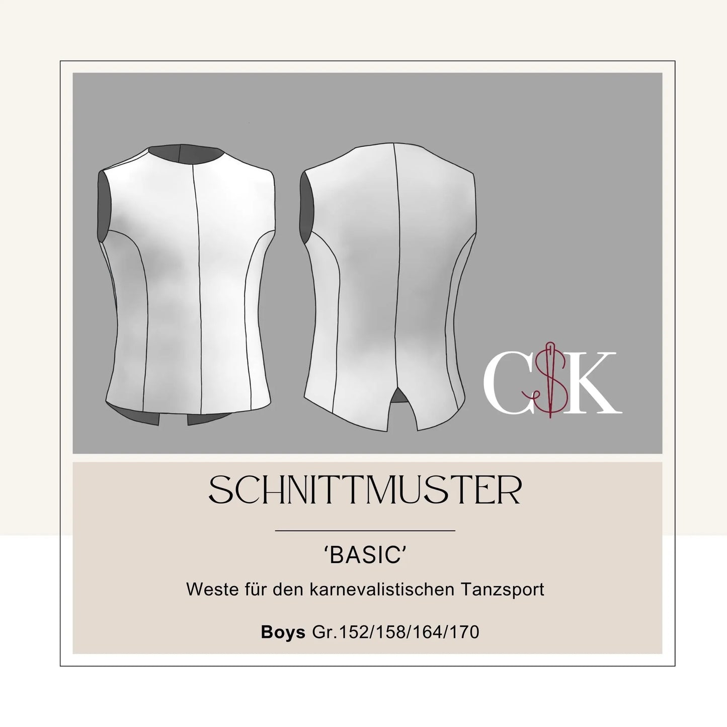 Weste 'Basic' für den karnevalistischen Tanzsport (Boys Gr.152/158/164/170) - CSK Designs