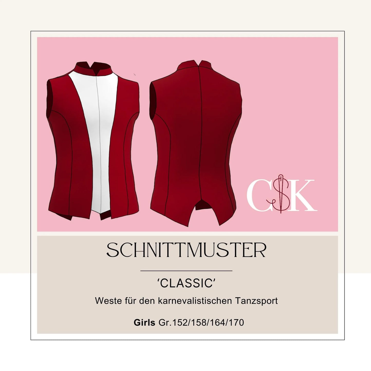 Weste 'Classic' für den karnevalistischen Tanzsport (Girls Gr.152/158/164/170) - CSK Designs