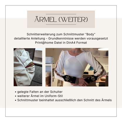 Schnitterweiterung Ärmel (Damen Gr.34/36/38/40)