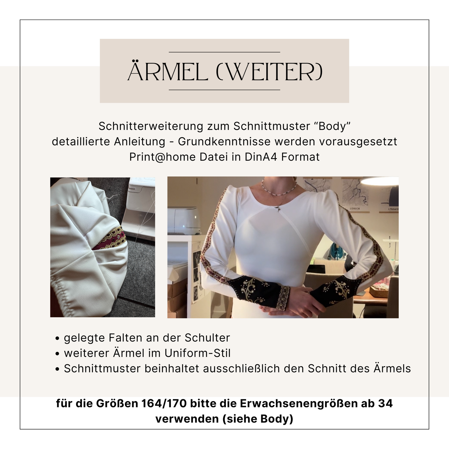 Schnitterweiterung Ärmel (Kids Gr.152/158)