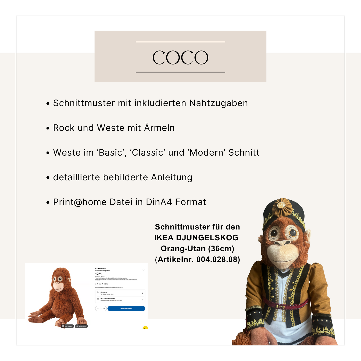Affenkostüm "Coco"