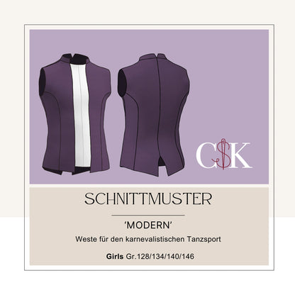 Weste 'Modern' für den karnevalistischen Tanzsport (Girls Gr.128/134/140/146) - CSK Designs