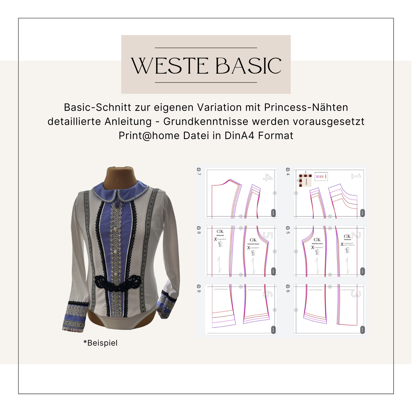 Weste 'Princess' für den karnevalistischen Tanzsport (Girls Gr.152/158/164/170)