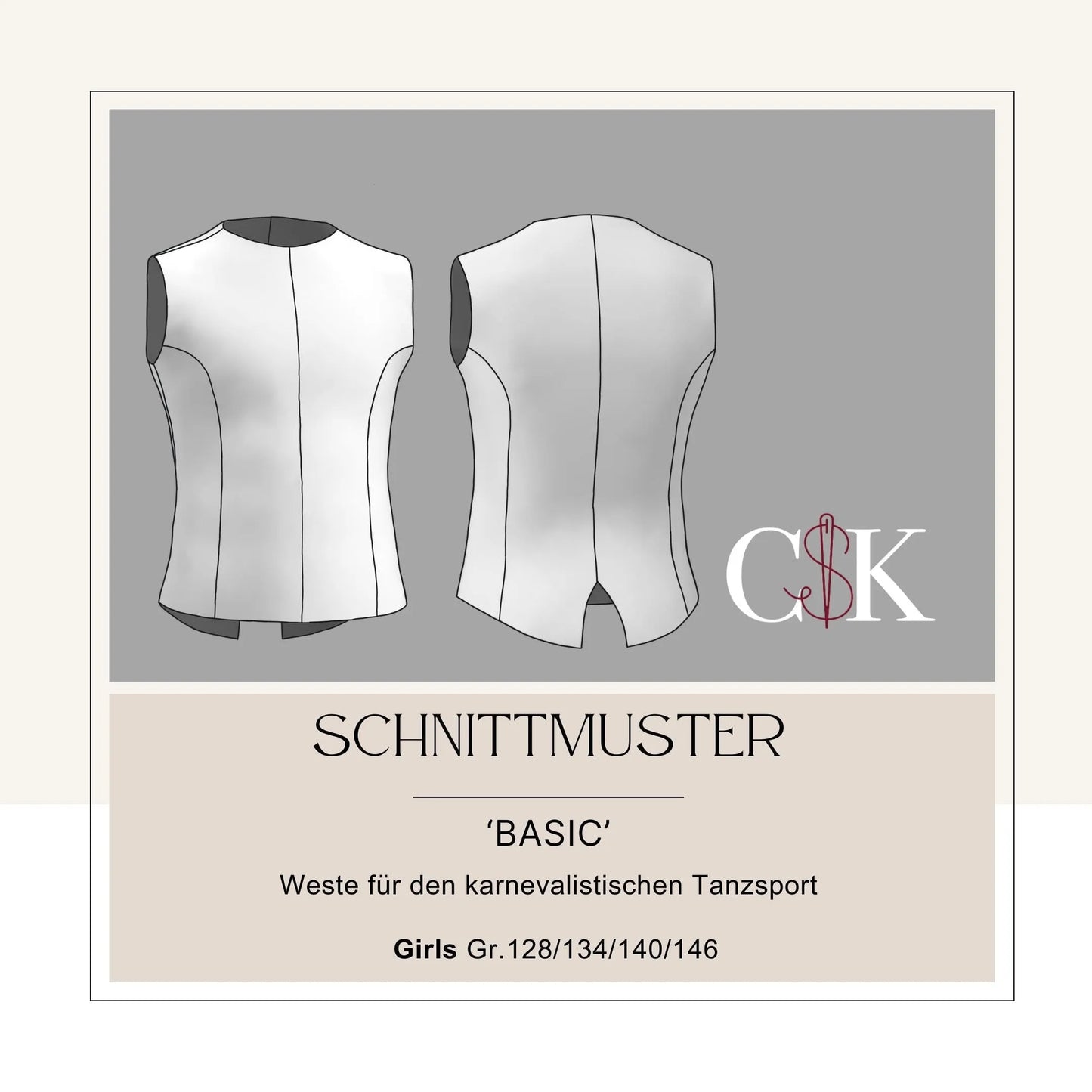 Weste 'Basic' für den karnevalistischen Tanzsport (Girls Gr.128/134/140/146) - CSK Designs