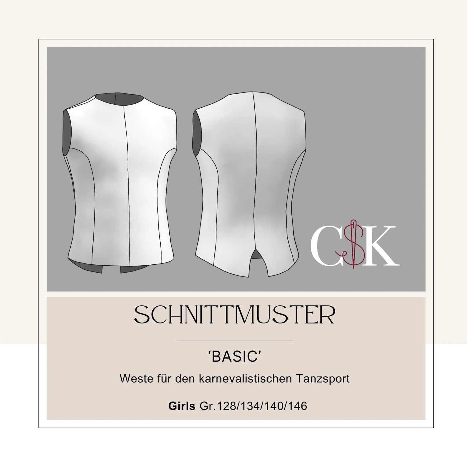 Weste 'Basic' für den karnevalistischen Tanzsport (Girls Gr.128/134/140/146) - CSK Designs
