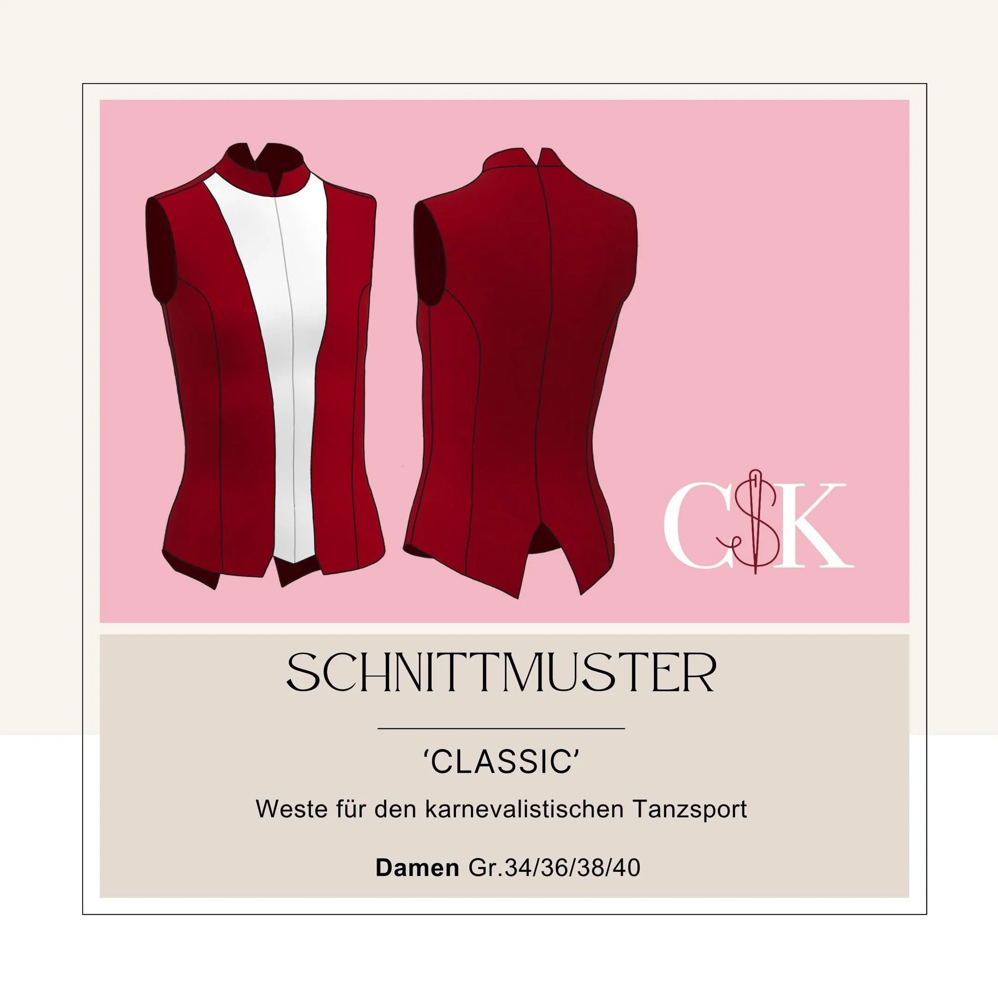 Weste 'Classic' für den karnevalistischen Tanzsport (Damen Gr.34/36/38/40) - CSK Designs